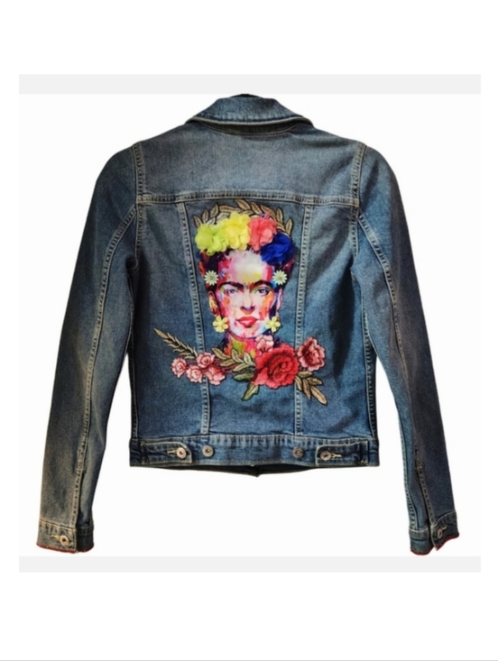 Levi's Jackets & Blazers - Levi's Denizen Jean Jacket Upcycled W/3D Custom Frida Kahlo Floral Back Design